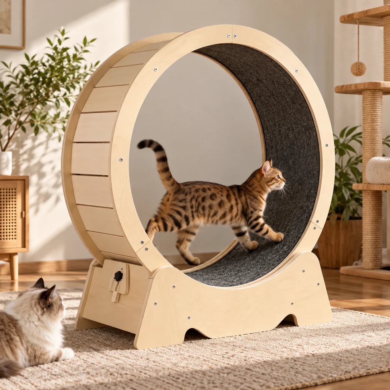 Floor-standing cat treadmill