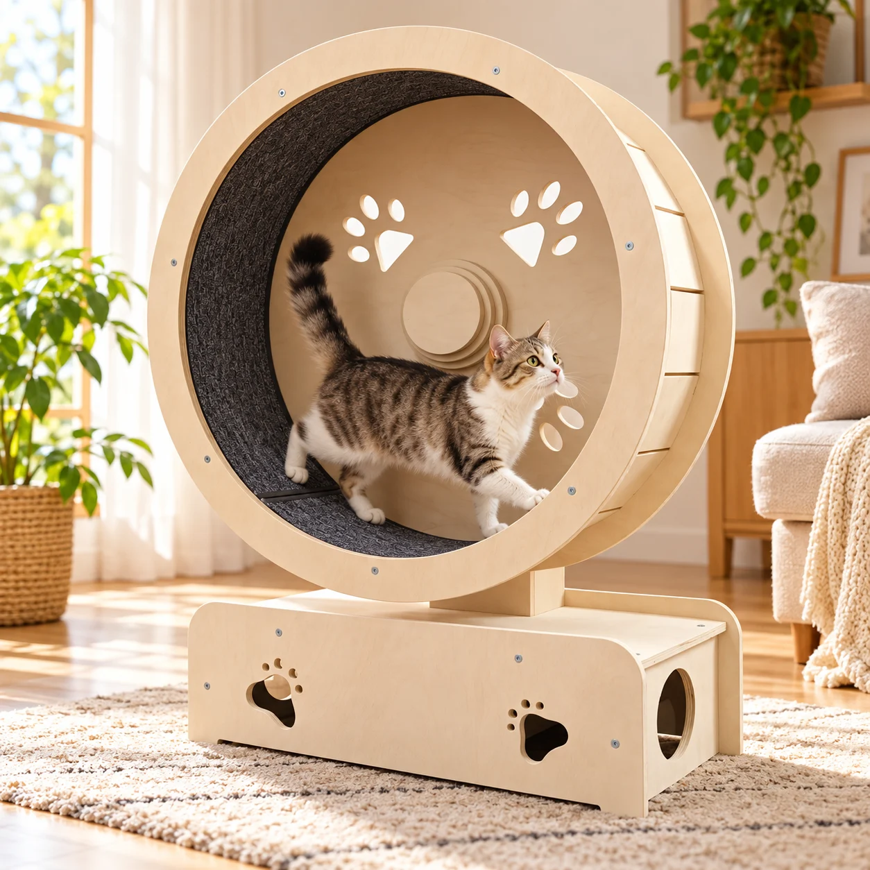 Windmill-style cat treadmill