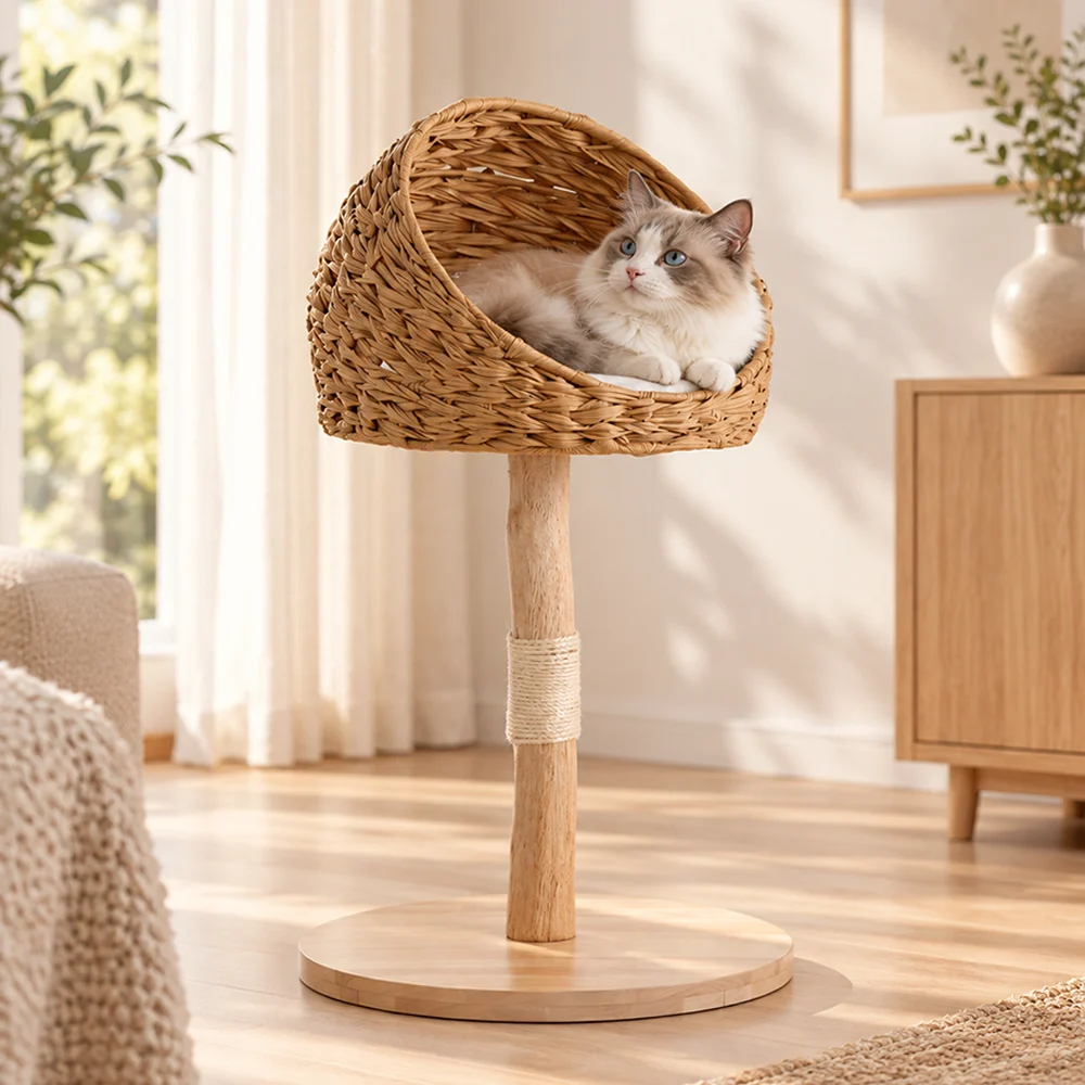 Woven Rattan Elevated Cat Bed